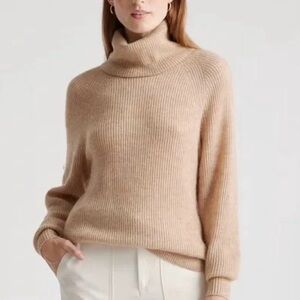 Quince Alpaca Wool blend Tan Turtleneck Sweater XS